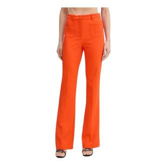 Patrizia Pepe Dames, Broeken, Oranje, Maat: S Leer