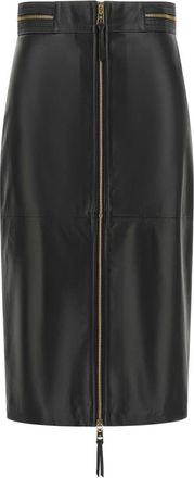 Elisabetta Franchi Rokken, Dames, Zwart, XS, Leer, Leren rok met rits