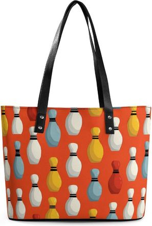 Generic Bowling Print Tote Bags for Women Cute Shoulder Purses Handbags