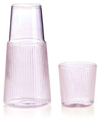 IVV narcissus carafe with pleated borosilicate pink glass cl-60+23