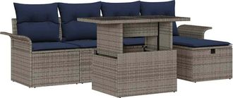 vidaXL Conjunto De Sof&aacute; De Jard&iacute;n 6 Uds. Gris Rat&aacute;n Sint&eacute;tico Vidaxl