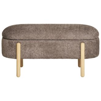 Moloo Banco con almacenaje en tela marr&oacute;n y madera 97 cm