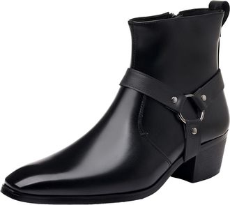 Generic Mens Boots Retro Trendy Chelsea Boots Casual Synthetic Leather Chunky Ankle Boots Elegant Gentleman Pointed Toe Shoes Chelsea Boots for Mens UK