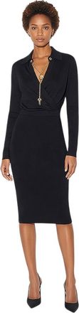 Elisabetta Franchi Black Shirt Collar Midi Dress