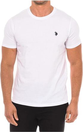 U.S.Polo Association T-shirt met korte mouwen en geribbelde afwerking - Heren - T-shirts - Wit - 2XL - Katoen - Tops