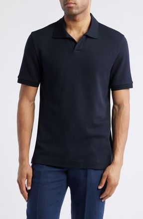 BOSS Parson Cotton & Silk Polo in Dark Blue at Nordstrom Rack, Size X-Large