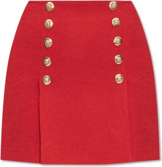 Balmain Rok met knopen - Dames - Korte rokken - Rood - S - Wol - Rokken