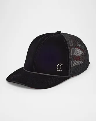 Christian Louboutin Men & apos;s Aliochitto Velvet Trucker Hat
