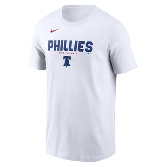 Nike Philadelphia Phillies Bold Team Name Nike Mens MLB T-Shirt in White | N19910APP-D31