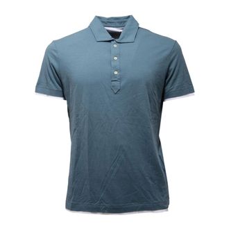 Paolo Pecora Polo Shirts, male, Blue, S, Light Cotton T-shirt with White Inserts