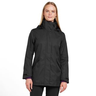 Peter Storm Womens Mistral Long Waterproof Jacket with Adjustable Hood, Hiking Raincoat - Black - Size 16 UK