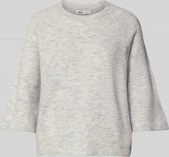 Only Oversized Strickpullover mit 3/4-Arm Modell SIMONI in Hellgrau Melange, Gr&ouml;&szlig;e XL