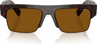 Prada 0Pr D12Su Rectangular Tortoiseshell Acetate Sunglasses with Bold Arms