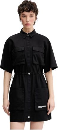 Karl Lagerfeld Shirt Dress - Dames - Korte kleedjes - Zwart - S - Katoen - Kleedjes
