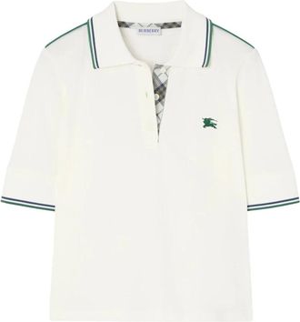 Burberry Polo shirt van katoen - Dames - Polos - Wit - L - Katoen - Tops