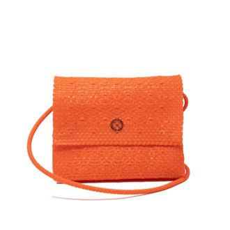 Lola's Bag Womens Woven Long Braided Strap Crossbody Bag In Orange