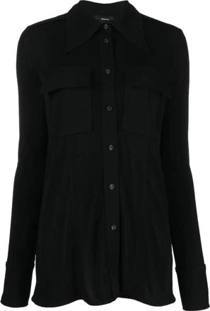 Proenza Schouler Button-up overhemd met puntkraag - Dames - Overhemden - Zwart - XS - Polyester - Overhemden