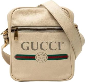 Gucci Pre-owned Cross Body Bags, female, Beige, Size: ONE SIZE Pre-owned Leather Shoulder Bag