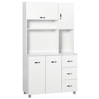 HOMCOM Alacena de cocina 100x39.5x183.5 cm blanco