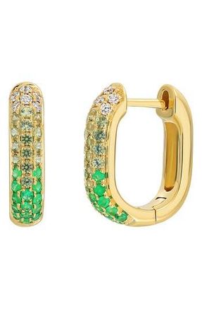 Bony Levy El Mar 18K Yellow Gold Diamond, Emerald & Green Sapphire Hoop Earrings at Nordstrom Rack