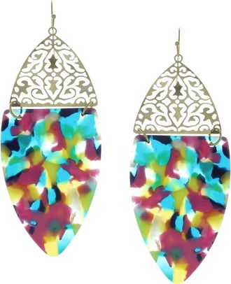 Olivia Welles Gold Plated Alana Split Drop Earrings in Worn Gold /Multi at Nordstrom Rack
