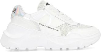 Versace Jeans Couture Schoenen, Dames, Wit, 39 EU, Polyester, Speed Track Low-top Sneakers