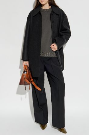 Fendi Wool Coat, Womens, Grey