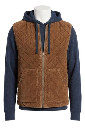 Faherty Doug Good Feathers Reversible Corduroy Vest In Bark Brown