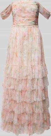 Jake*s Abendkleid mit Raffungen in Apricot Melange, Gr&ouml;&szlig;e 44