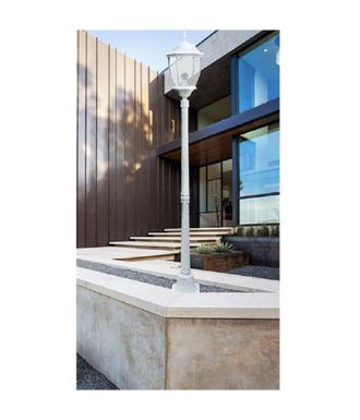 Trade Shop Trade Shop - Lampione Giardino Lanterna Vetro E27 Luce External Alluminium 178x24cm Es35 Bianco