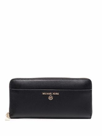 Michael Michael Kors logo-plaque zip-up wallet - women - Polyurethane - One Size - Black