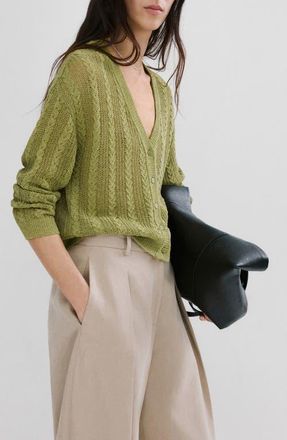 Mango Braided Cardigan in Green at Nordstrom, Size X-Small