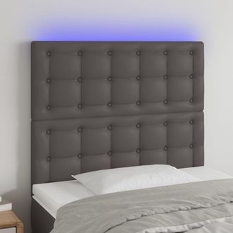 vidaXL Cabecero Con Luces Led Cuero Sint&eacute;tico Gris 80x5x118/128 Cm Vidaxl