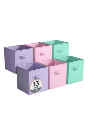 Sorbus 8-Piece Foldable Cube Bins in Pastel Pink Purple Teal at Nordstrom Rack