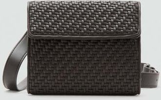 Mango Borsa tracolla intrecciata manico lungo marrone - Uomo - Taglia unica - MANGO MAN