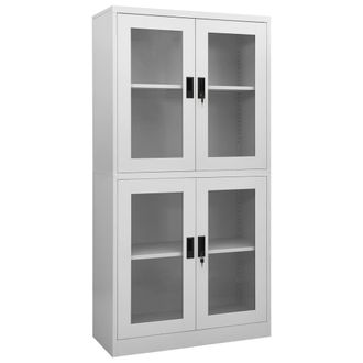 vidaXL Armario Oficina Acero Vidrio Templado Gris Claro 90x40x180 Cm Vidaxl
