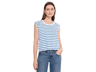 Lilla P Rib Stripe Short Sleeve Scoop Neck Womens Clothing Regatta Stripe : MD, Cotton