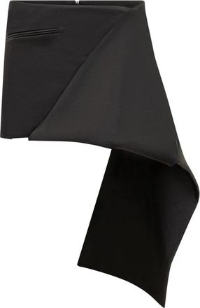 Courr&egrave;ges Geplooide Mini-rok van Satijn - Dames - Korte rokken - Zwart - S - Satijn - Rokken