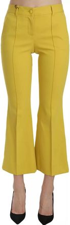 Dolce & Gabbana Yellow Flared Bootcut Capri Cotton Womens Pants
