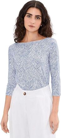 Tommy Bahama Ashby Isles Porto Fronds 3/4 Womens Clothing French Blue : LG (US 12-14), Cotton