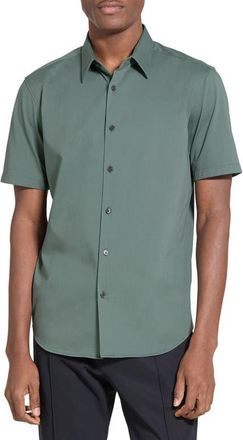 Theory Irving Short Sleeve Button-Up Shirt in Light Pine Grove at Nordstrom, Size Xx-Large