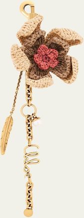 Chlo&eacute; Crochet Raffia Flower Bag Charm