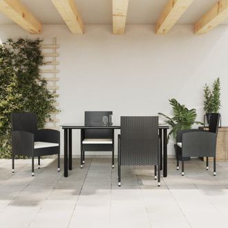 vidaXL Juego De Comedor De Jard&iacute;n 5 Pzas Rat&aacute;n Sint&eacute;tico Y Acero Negro Vidaxl
