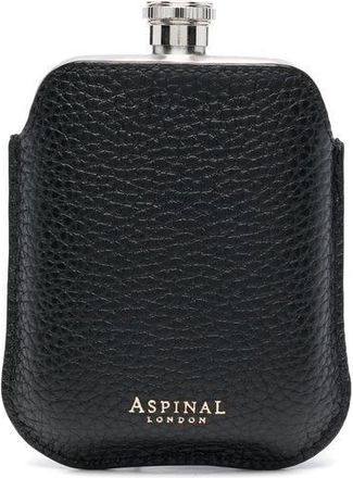 Aspinal of London round hip flask - men - Calf Leather/Metal - One Size - Black