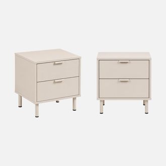 Sweeek Mesita De Noche De Madera Y Metal Con 2 Cajones, Set De 2