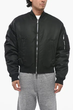 Dsquared2 Padded Solid-Color Bomber Jacket With Sleeve Pocket Dsquared2