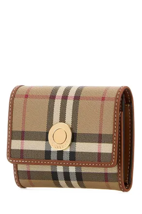 Burberry Womens Printed Canvas Small Check Wallet Vntgchkbriarbrown Polyurethane Polyester Cotton Portafogli