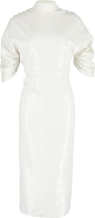 Emilia Wickstead Pre-owned Womens Shari Open-Back Sequined Midi Dress in White - Ecru - Size 10 UK