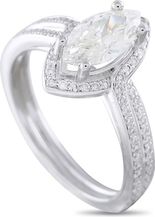 Luxury Bazaar 14K White Gold 1.33ct Diamond Halo Ring MF02-082026