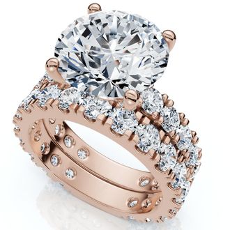 Pompeii3 4 - 7 Ct TW French Pave Diamond Engagement Wedding Ring Set 14k Gold Lab Grown